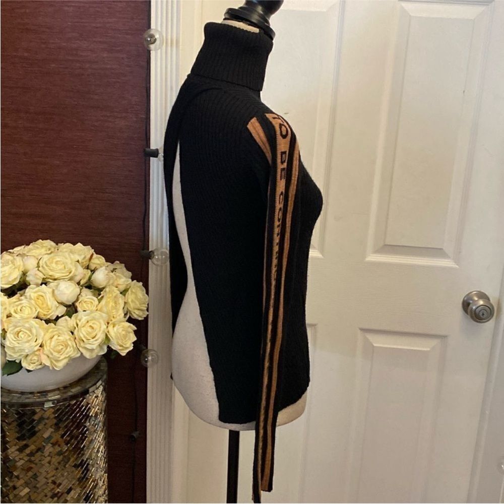 American Retro Black and Brown Turtleneck Sweater, XS